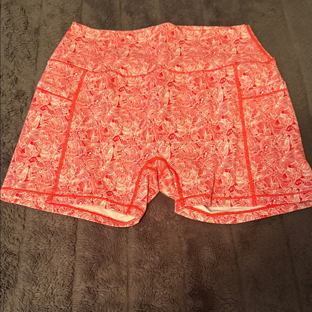 ZYIA red hibiscus 🌺 Print Athletic Shorts